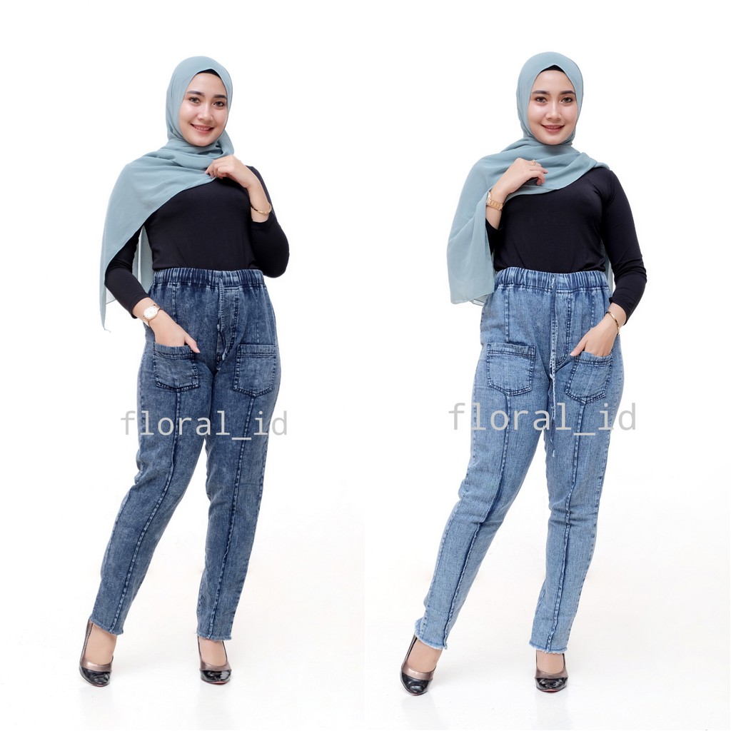  CELANA  BOYFRIEND  BAGGY JEANS POCKET SNOW RUMBAI Shopee 
