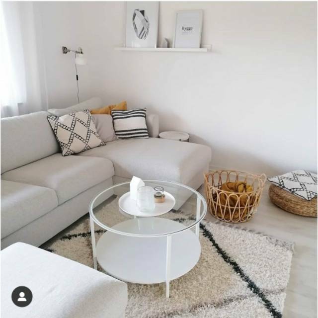 Meja Tamu Bulat Kaca/Putih, Meja Ruang Tamu Kaca Putih