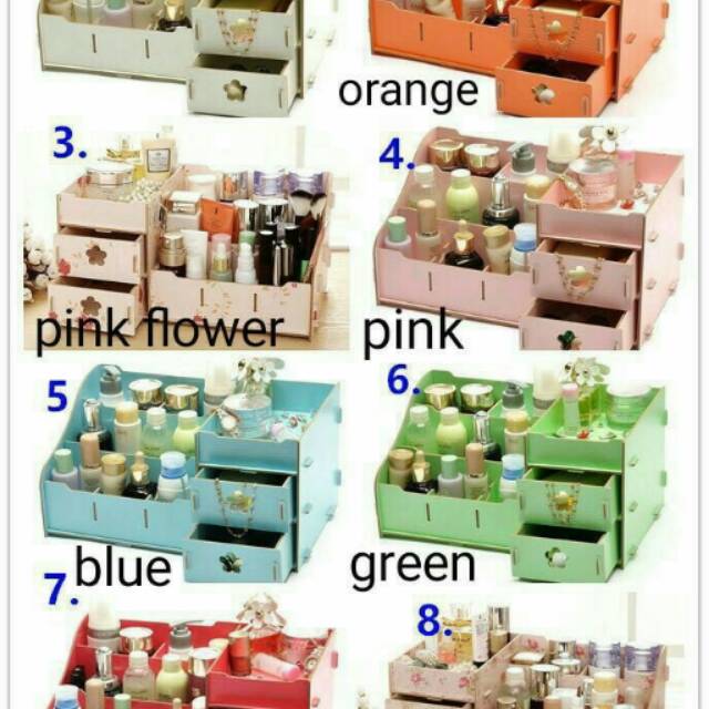 RAK KOSMETIK BAHAN KAYU DESKTOP STORAGE UKURAN BESAR 36X21X18