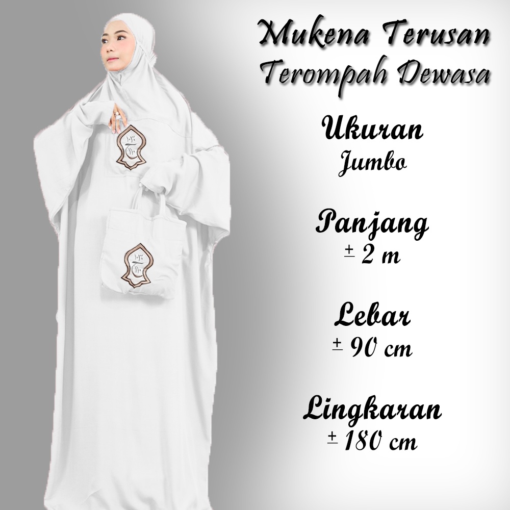 Mukena Terusan Terompah Dewasa - Mukenah Hadramaut Polos Traveling Jumbo Rayon Premium Bali Murah