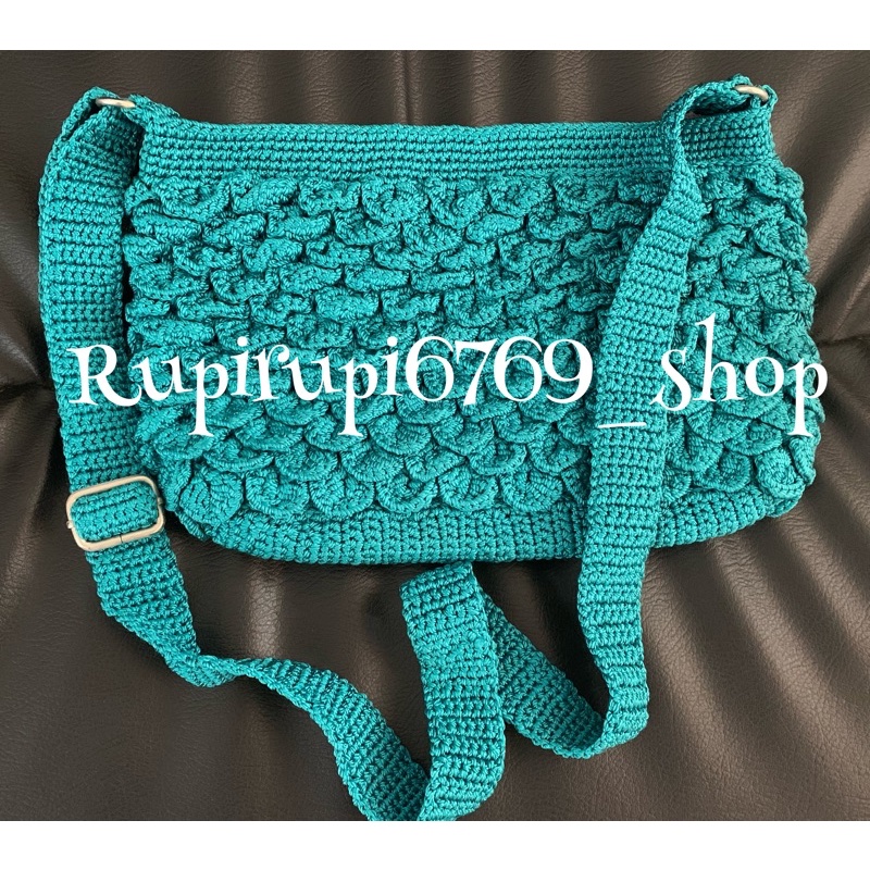 Tas rajut casual hand made,  warna hijau tosca