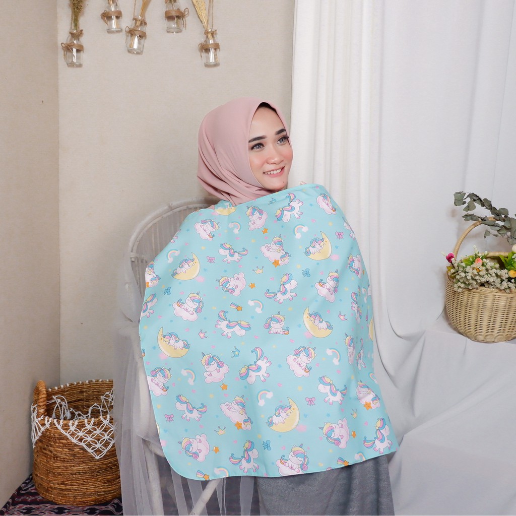 Apron Menyusui Kain Double Lapisan Nursing Cover Ibu Menyusui Bayi Premium Free Dompet Merk Ndollolo