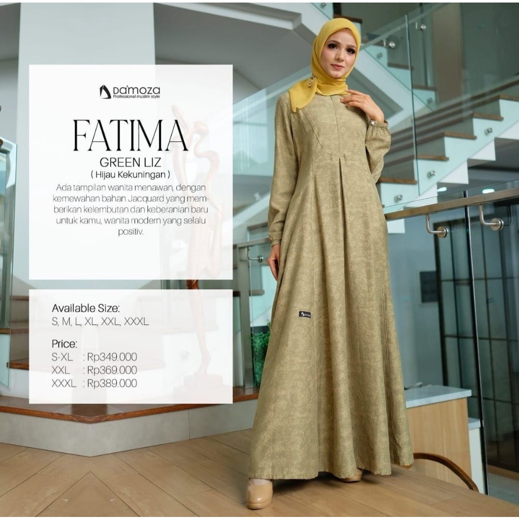 DAMOZA | Fatima Aegean Blue | Fatima Green Liz | Gamis | Dress Damoza / ORI 100%