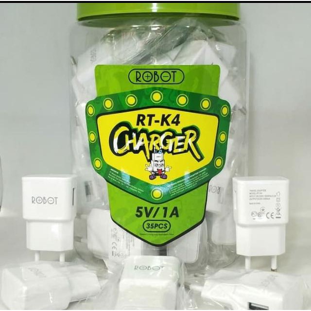 1toples 35pcs~TRAVEL ADAPTOR ROBOT RT-K4 1A ORIGINAL / Batok charger ROBOT RT-K4 garansi 1tahun