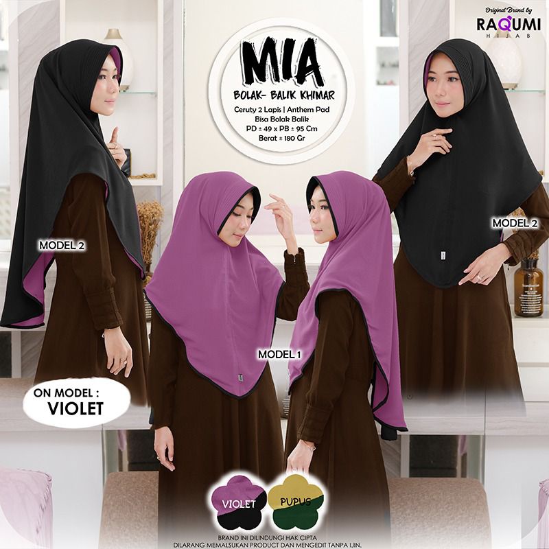 (original raqumi) TERLARIS Mia bolak balik Khimar