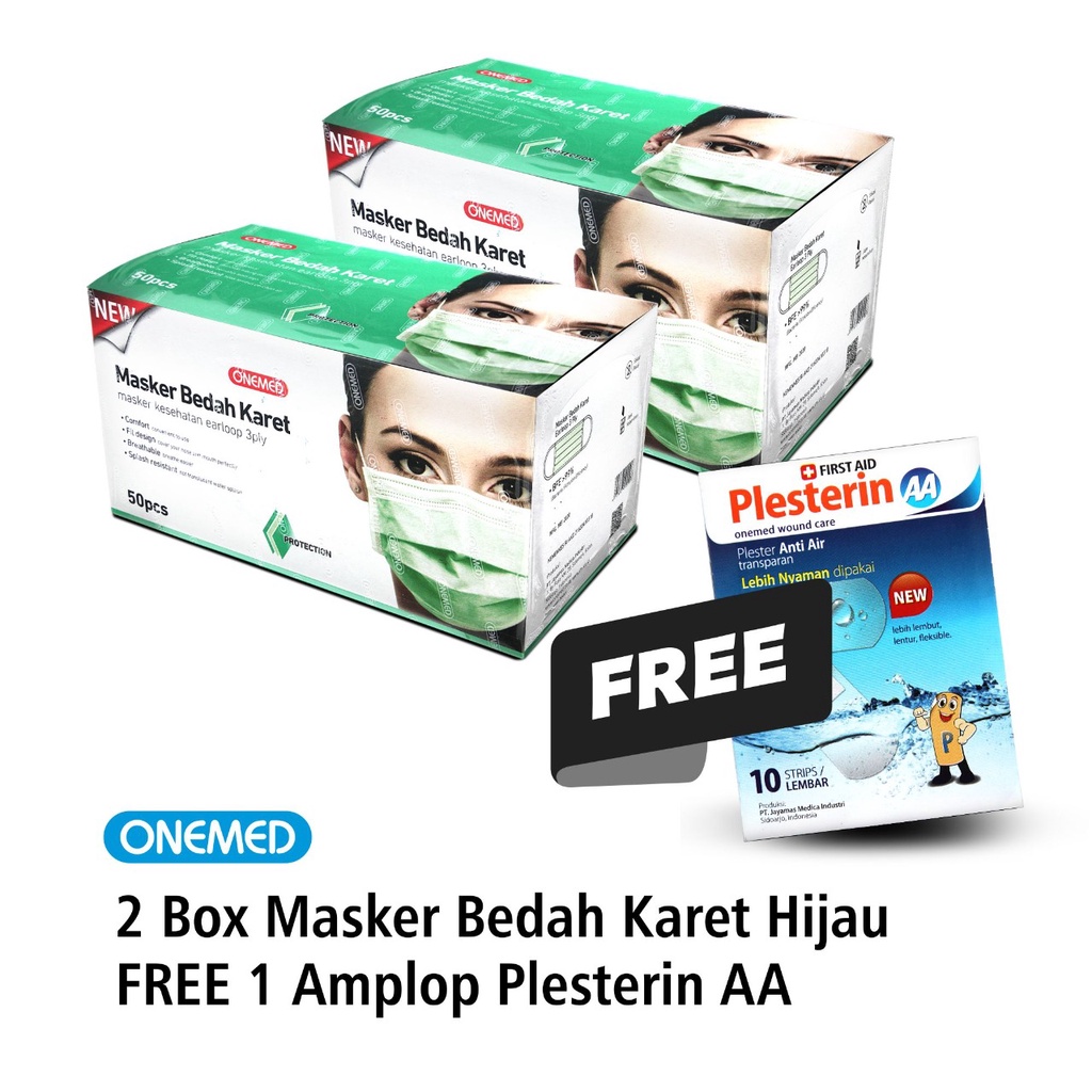Masker Karet Medis Warna OneMed 2 Box Free Plesterin AA Amplop OJB