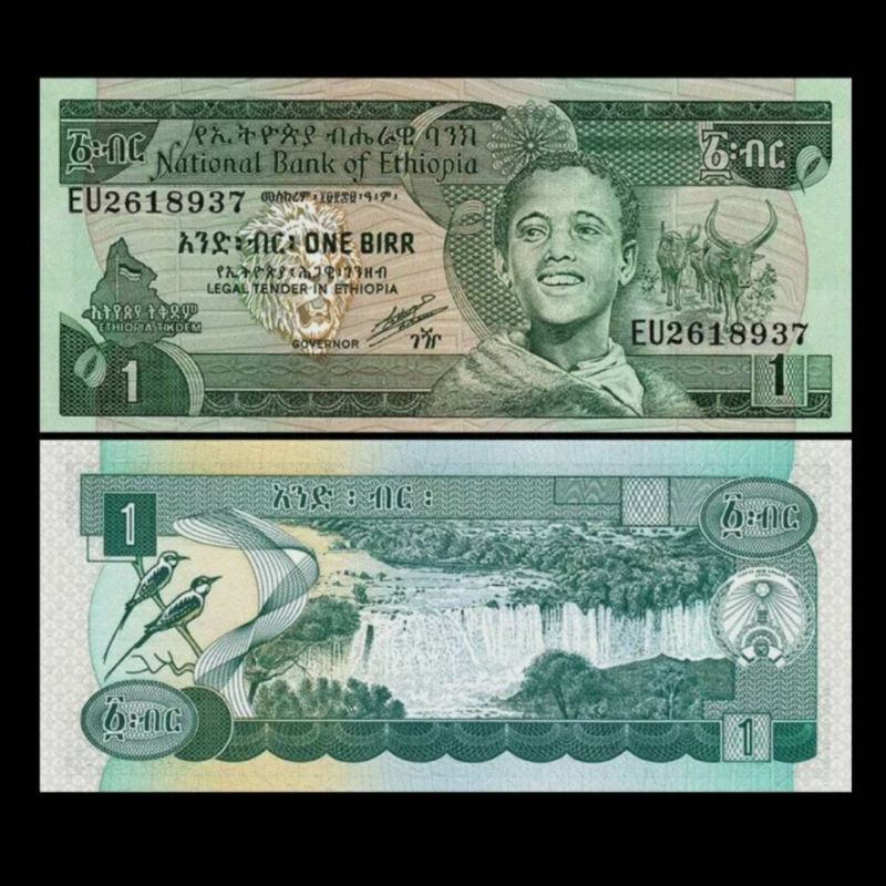 UANG ETHIOPIA 1 BIRR 1991 Auunc ORIGINAL VARIAN LAMA JARANG ADA