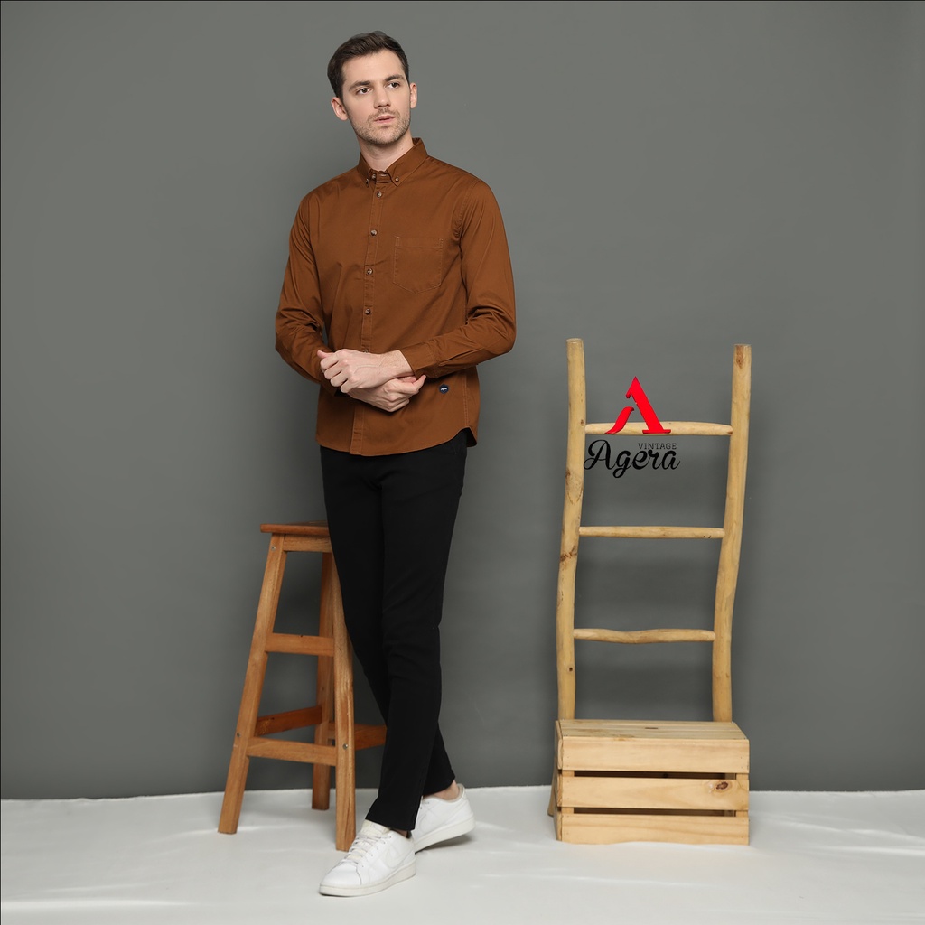 HEM AGERA VINTAGE/ KEMEJA PRIA LENGAN PANJANG ORIGINAL/ BAHAN KATUN TWILL IMPORT/ SHIRT AGERA LONG S