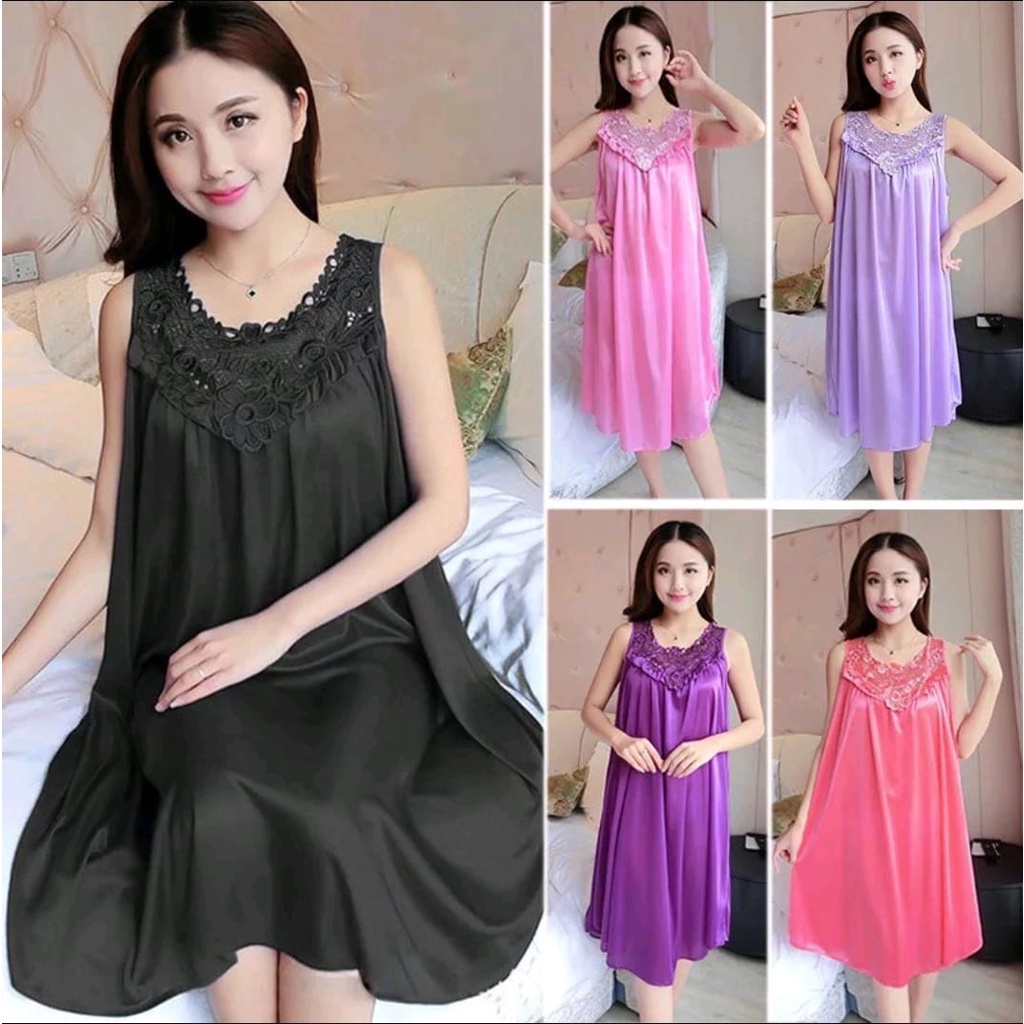 BAJU TIDUR DASTER RENDA BRUKAT BAHAN SATIN GOOD QUALITY