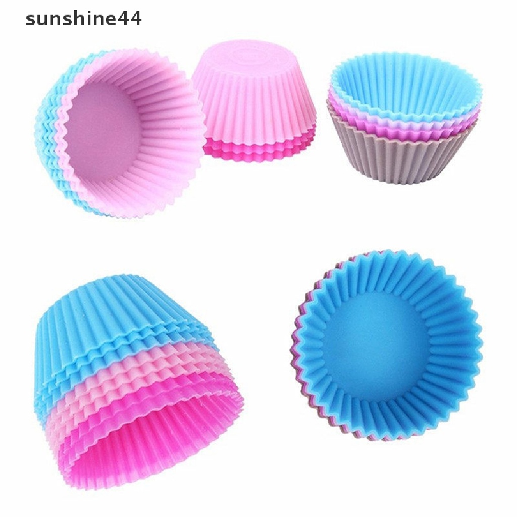 Sunshine 12Pcs Cetakan Cupcake / Muffin Bentuk Bulat Bahan Silikon