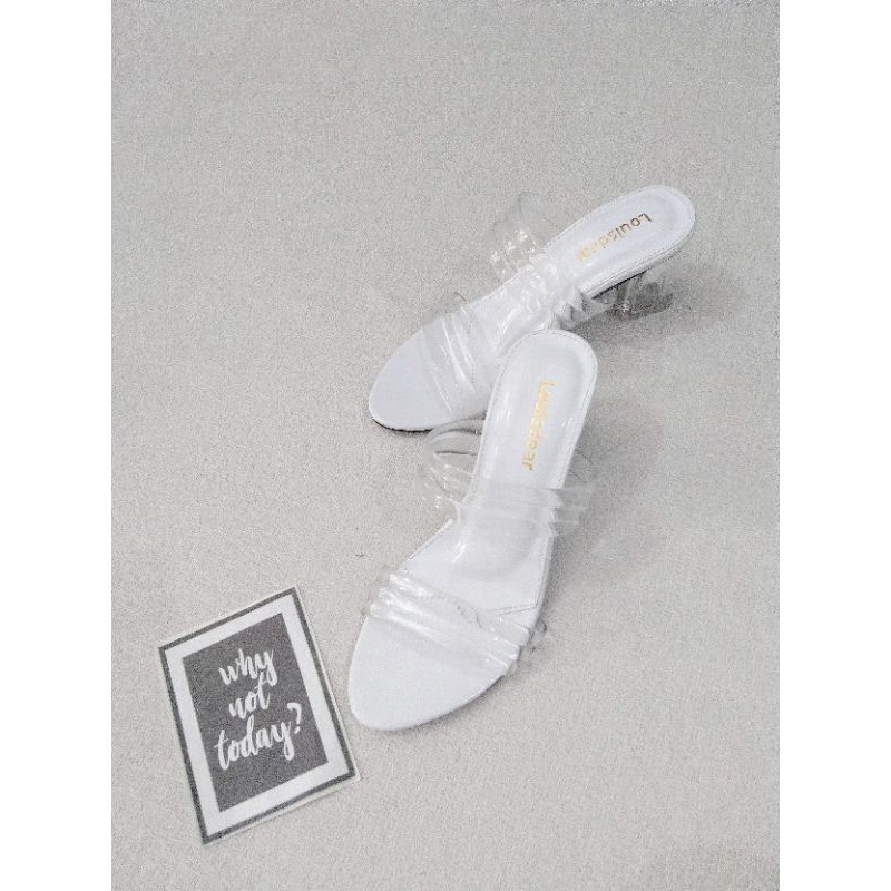 sendal kaca pesta wanita terbaru kekinian heel 7 cm bahan glossy  LOUISDEAR ZR H2