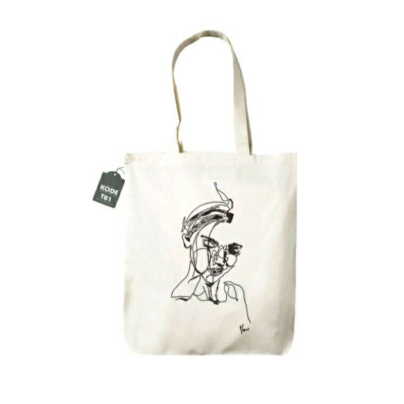 Jual TOTEBAG AESTHETIC WANITA/TAS KANVAS PAKAI RESLETING/TAS NGAMPUS