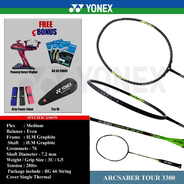 NEW YONEX ARCSABER TOUR 3300 RAKET BADMINTON ORIGINAL