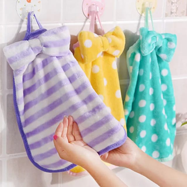 Handuk Tangan Kamar Mandi Hand Drying Towel dengan bulu lembut dengan motif Polkadot dan Garis Garis Serbaguna