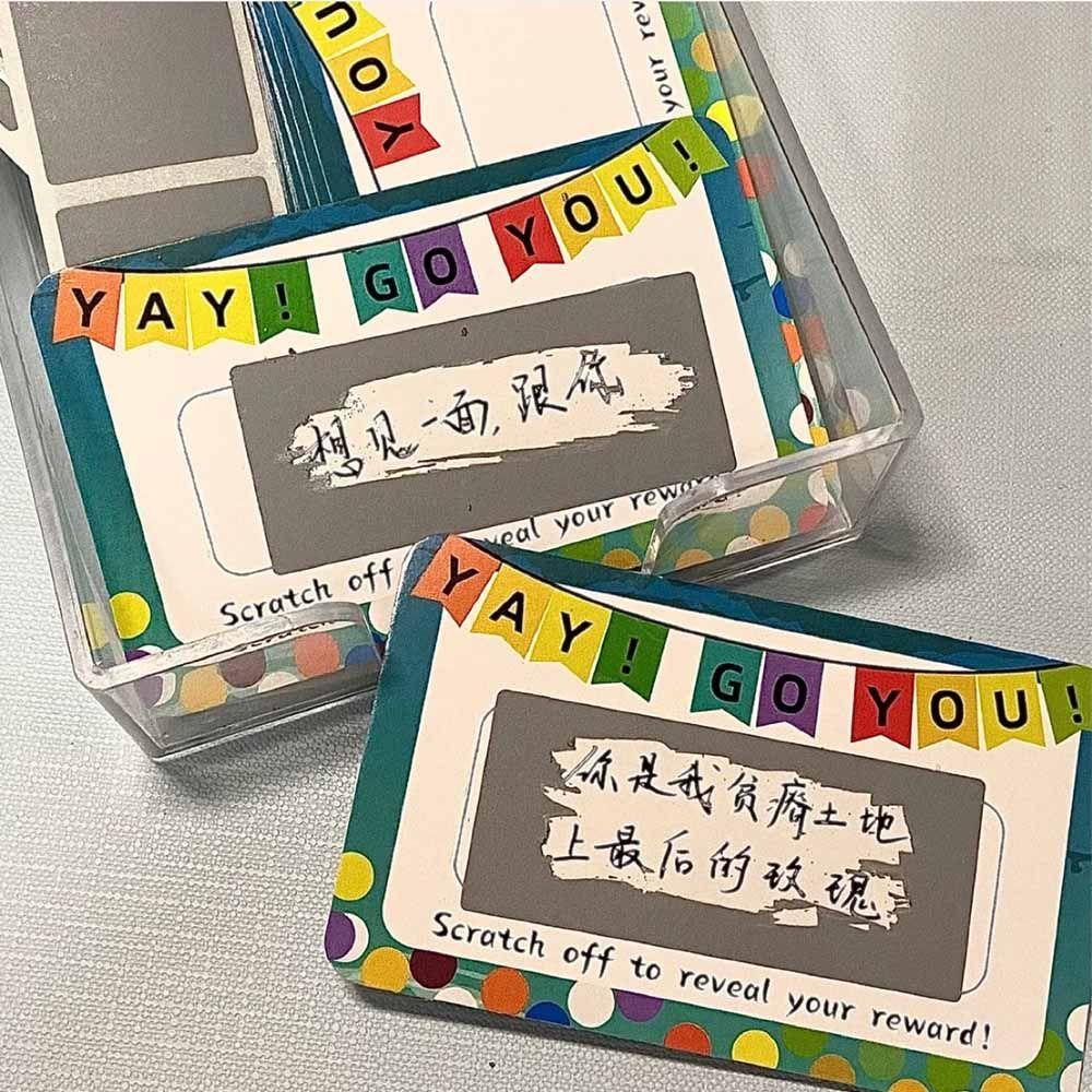 Solighter 20pcs Reward Scratch Card DIY Alat Belajar Dini Postcard Greeting Coating Sticker Self-adhesive Birthday Card