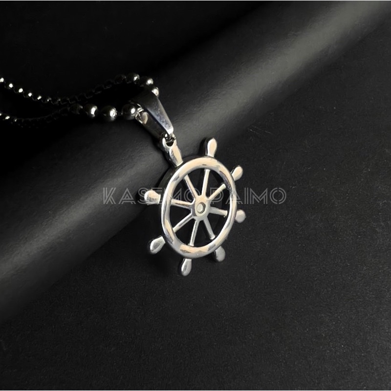 Liontin Kalung Pria Wanita Jangkar kemudi cowok setir cewek Original bahan titanium silver bandul ka