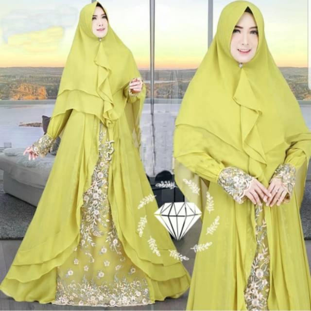 Baju gamis wanita terbaru model pesta kekinian ceruty polos Kaffa Size M L XL XXL busui syar'i M