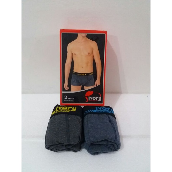 Celana boxer pria | celana dalam pria isi 2 Ivory by Rider [IV203]