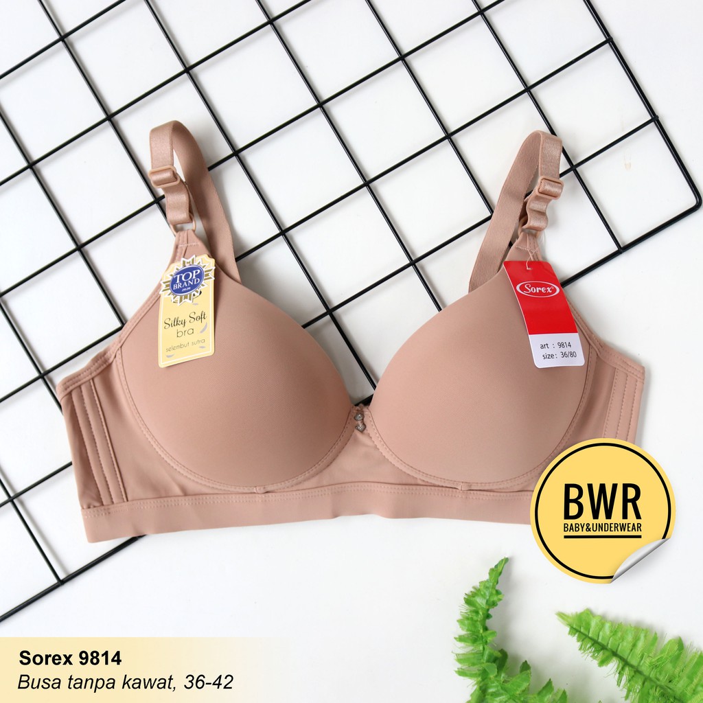 Bra Sorex 9814 Busa tanpa kawat / Bh Wanita Tanpa Kawat Silky Soft Big Cup Kancing 3Bra Sorex | Bwr