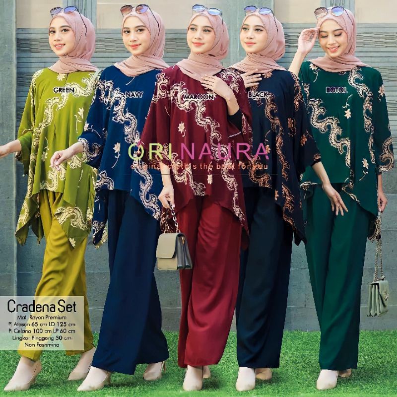 Cradena Set Jumbo - One Set Jumbo Waka Waka Setelan Wanita Rayon Premium  Set Celana Panjang Tie Dye Kekinian LD 125 cm