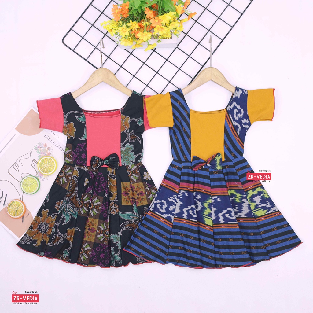 [BATIK] Dress Nadine uk 1-5 Tahun / Dres Pesta Anak Perempuan Harian Pakaian Baju  Cewek Murah