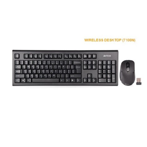 Keyboard mouse a4tech wireless 2.4ghz bundle combo 104 keys 500hz 2000dpi padless v-track 7100n 7100-N