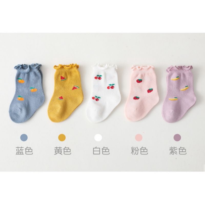 (Pimenova) Kaos Kaki Anak Bayi Balita Perempuan Import Model Ruffle Flower/Fruits Baby Kid Socks