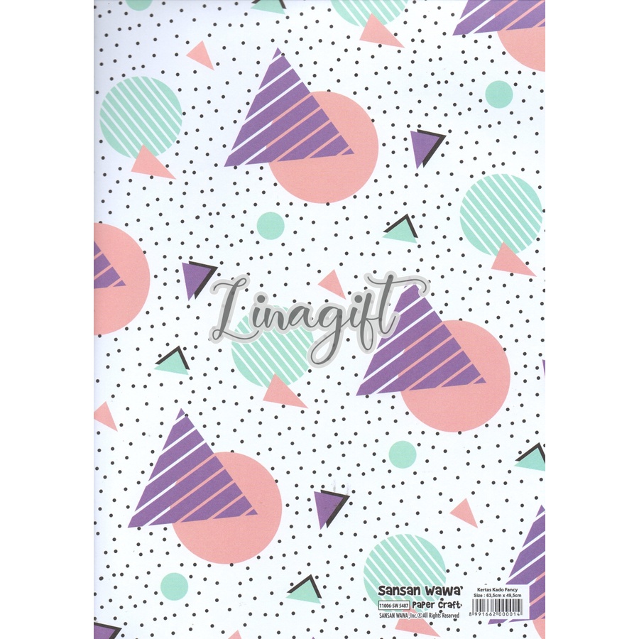 ( 5 Lembar ) TRIANGLE POLKADOT SANWA - KERTAS KADO ONDE SEGITIGA VINTAGE CLASSIC GIFT WRAPPING SANSAN WAWA