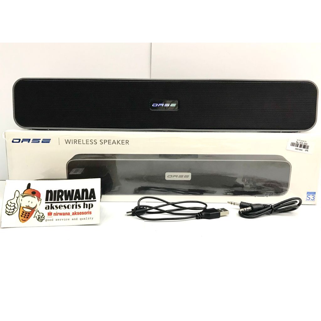Speaker Soundbar Bluetooth Portable Full Bass Long Lasting Battery Clear Audio FM Radio AUX OASE S3