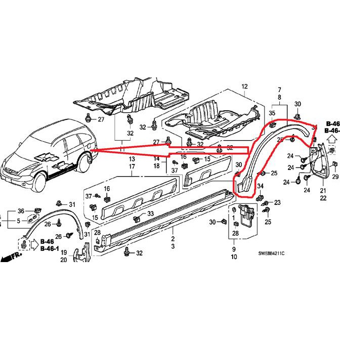 LIST SPOILER FENDER SPAKBOR BELAKANG KANAN CRV GEN3 GARNISH FENDER CRV