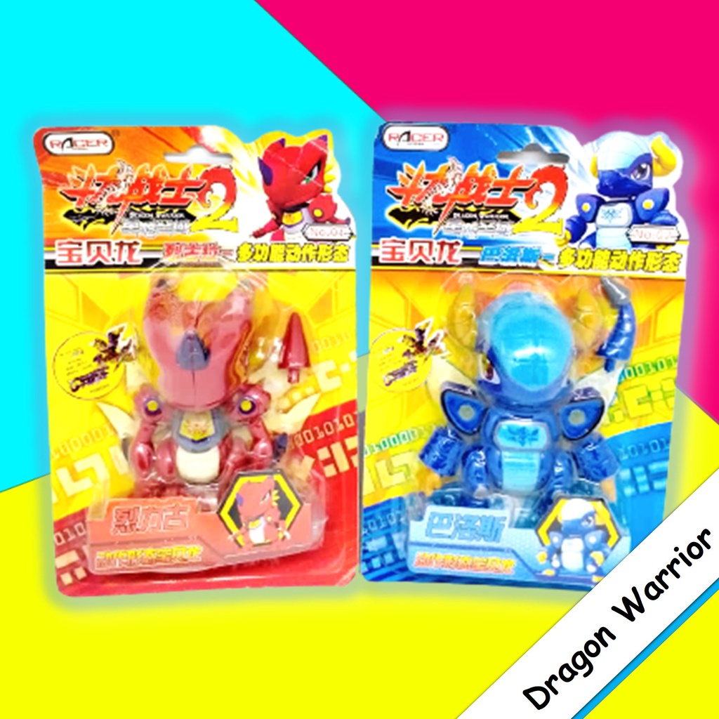 Mainan Action Figure Robot Dragon Warrior Figur Koleksi Hobi 3 Model Merah Biru Hijau