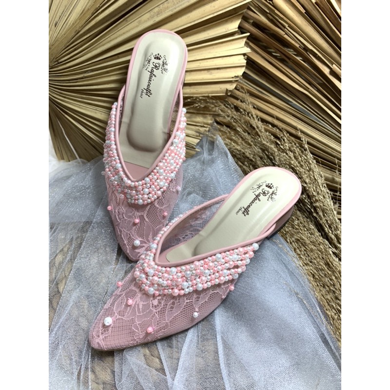 sepatu kathy dustypink hak 3cm bahan