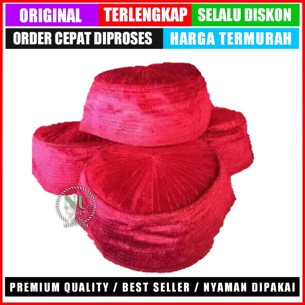 Kopyah Bludru Merah / Peci Bludru Bani Hasyim Keren / Peci Bludru Habib Umar Al Muthohar