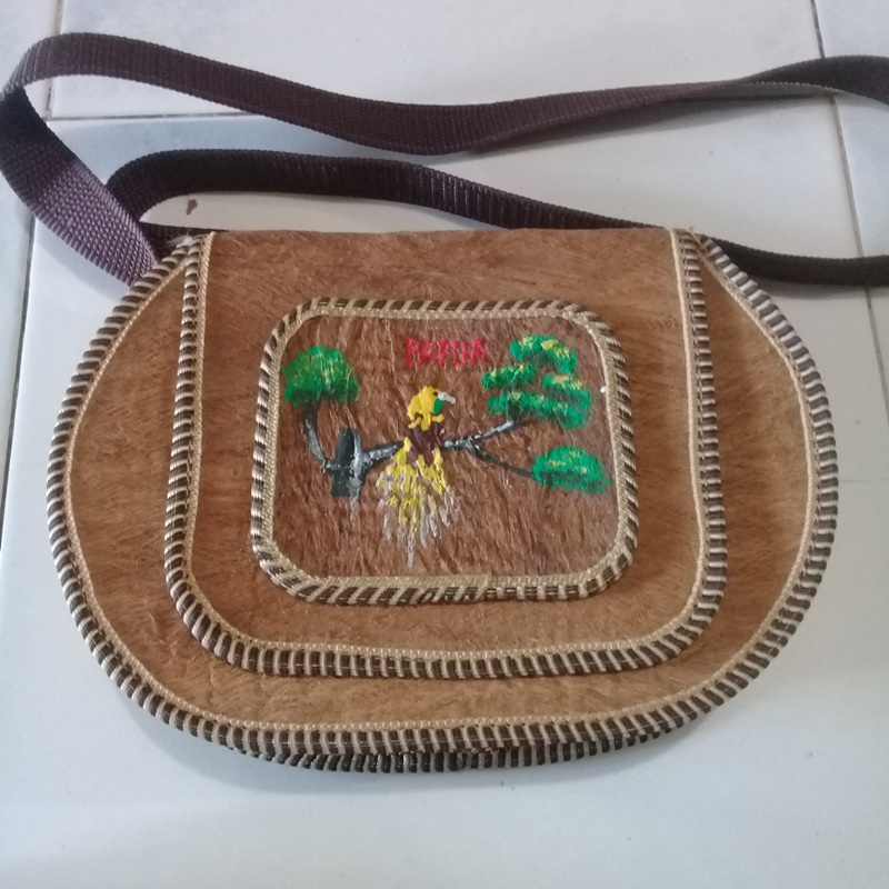 Tas Noken Asli Papua Selempang Wanita Slingbag Pria Kulit Kayu Oleh oleh khas