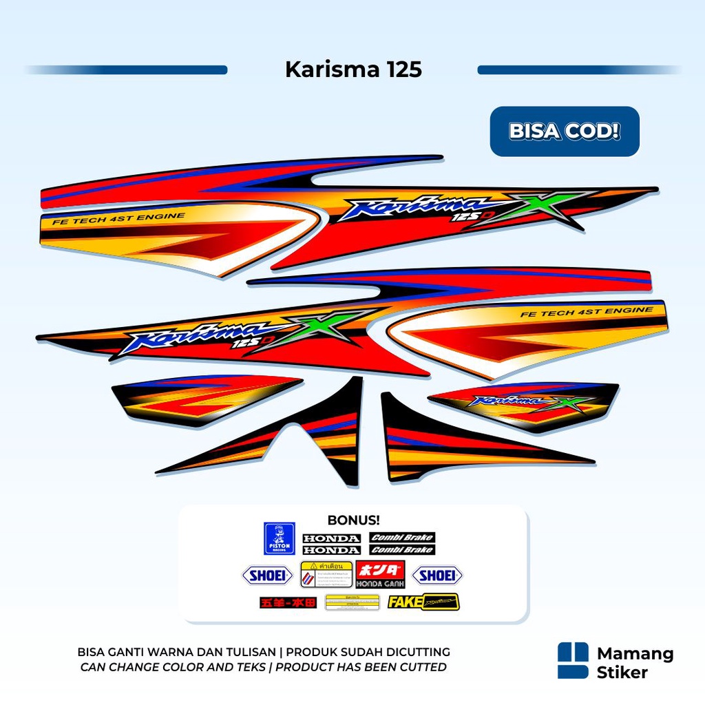 Striping Honda Karisma 125 D Variasi 1 Wave S Thailand i Karisma X Tahun 2002 2003 2004 2005 2006 Si