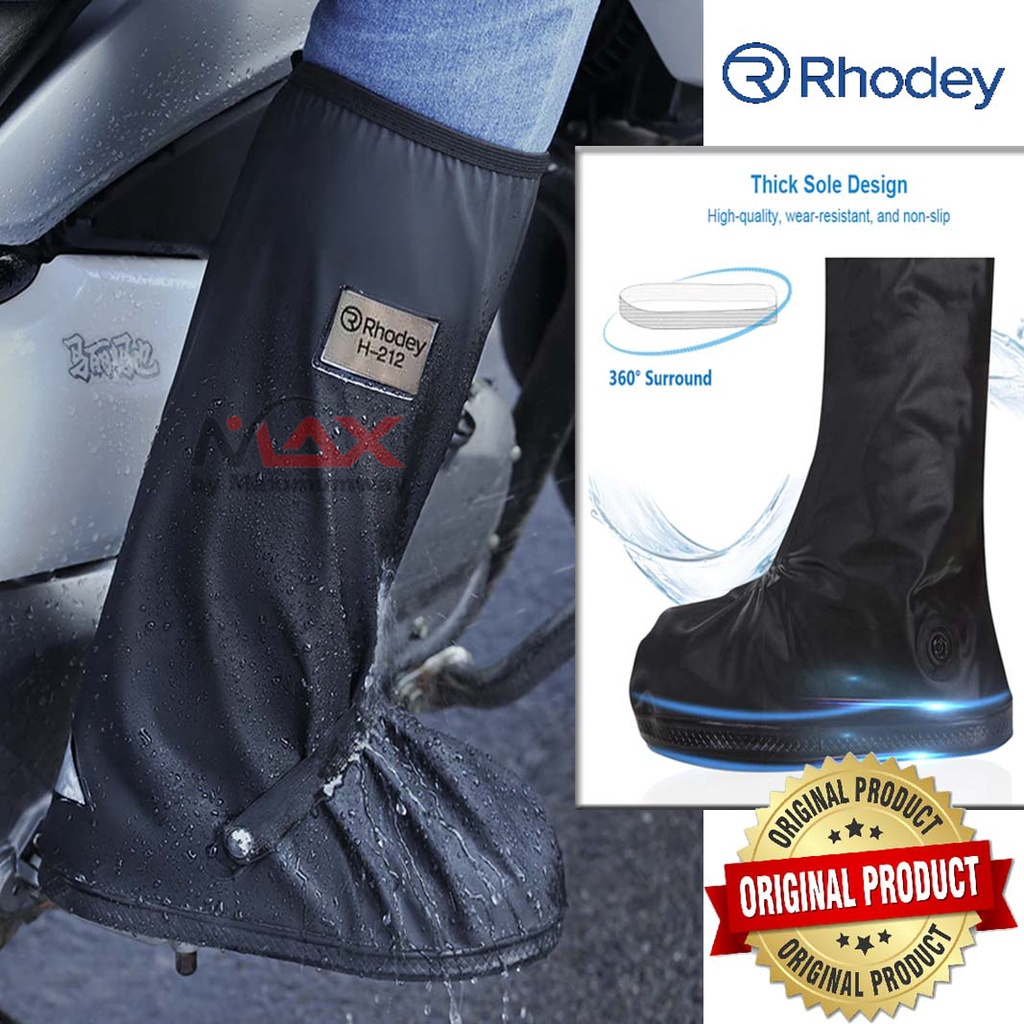 Rhodey Raincover Sepatu hujan Bikers Kedap genangan air 40 cm cover Hujan boot tinggi Sepatu dengan Reflektor Cahaya Penutup Sepatu Bersepeda Sepeda Motor Dapat Digunakan Kembali Tahan Air untuk Sepatu Bot Hujan Sepatu Luar Ruangan Turis Anti selip