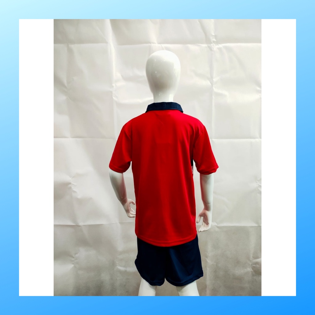 Kaos badminton anak jersey bulutangkis baju dan celana setelan t-shirt outfit seragam kostum olahraga pakaian apparel sports ST.Y2001 merah polos