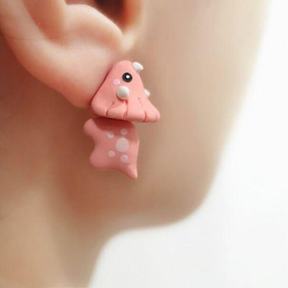 Mxbeauty Kartun Anting Pejantan Pesta Warna Solid Kepribadian Clay Lembut Desain Fashion Hiu Anjing Babi Wanita Perhiasan