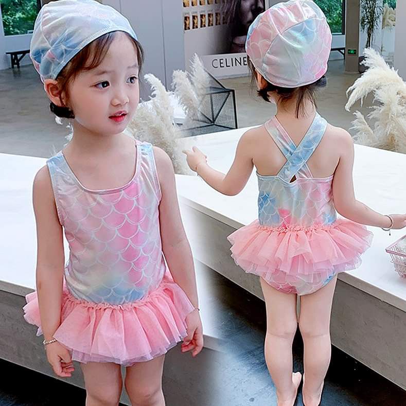 Baju Renang Anak Dengan Topi Sparkling Tutu