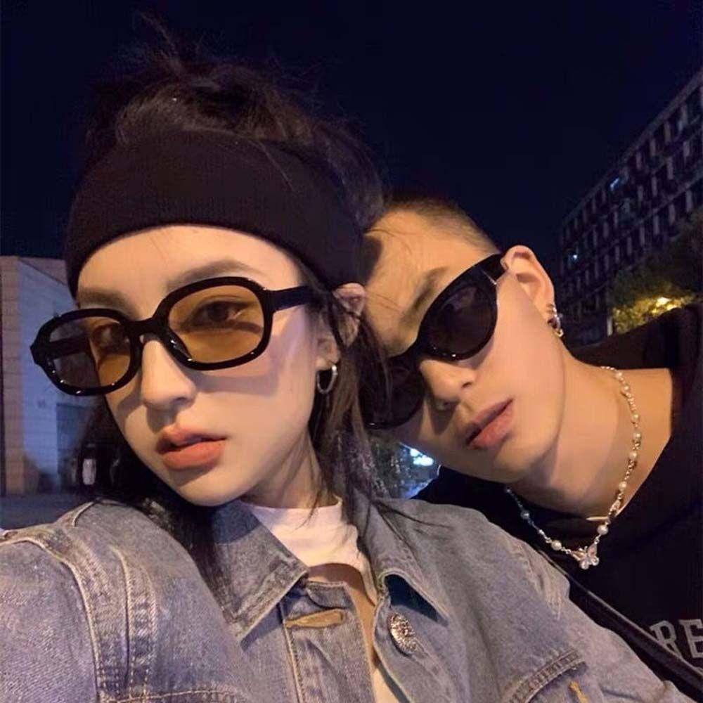 Mxbeauty Kacamata Bulat Warna Teh Punk Hip Pop Matahari Kacamata Bingkai Kecil Oval Matahari Kacamata Pria Sunglasses