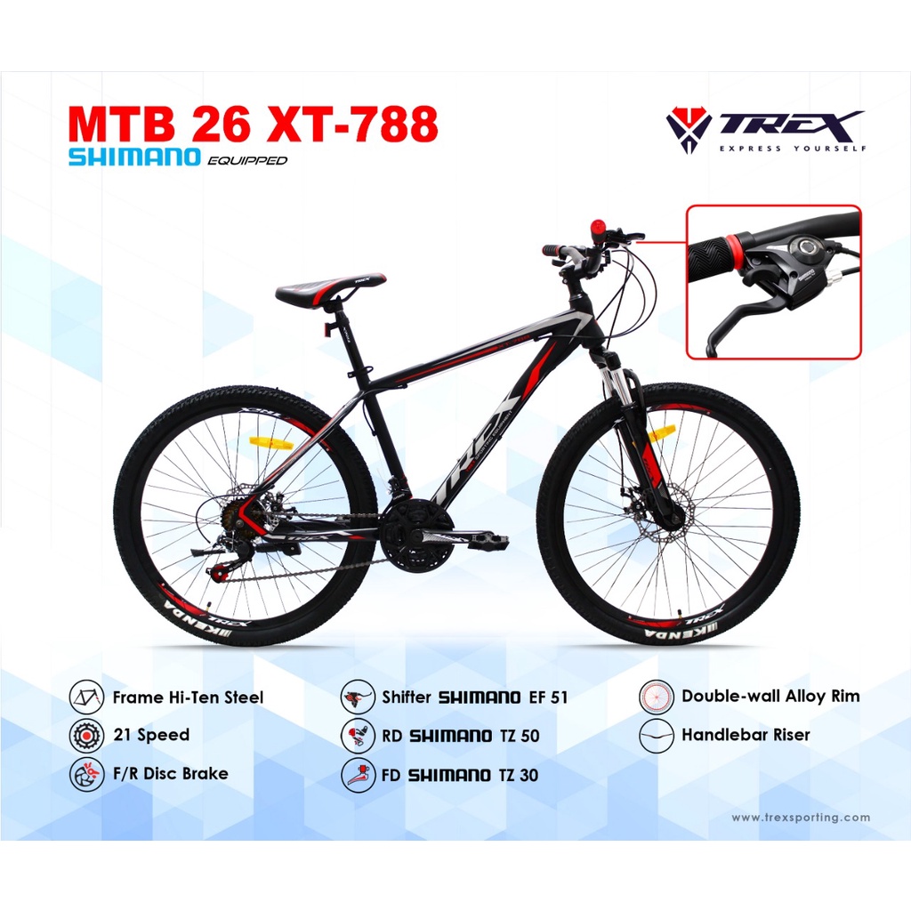 sepeda gunung MTB 26 ” trex xt-788 3x7Sp Shimano Discbrake termurah