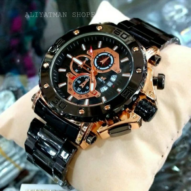 Jam Tangan Mirete Original Pria Tahan Air Fre Box Kancing Terlaris // Jam Tangan Cowok Strao Baja RANTAI Stainless Steel Water Resisitance Tggal Aktif / Sporty / Olahraga / Import / Terbaru / Anti Air / Besi / Baja / TanggaL Analog / COD / MIRETE