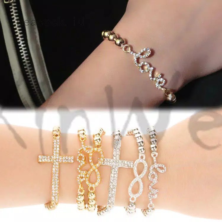 Gelang Tangan Elastis Berlian Imitasi Elastic Diamond Bracelet