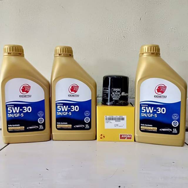 Paket Oli Mesin Mobil Idemitsu 5W-30 FS 3 Liter + Filter Oli Datsun