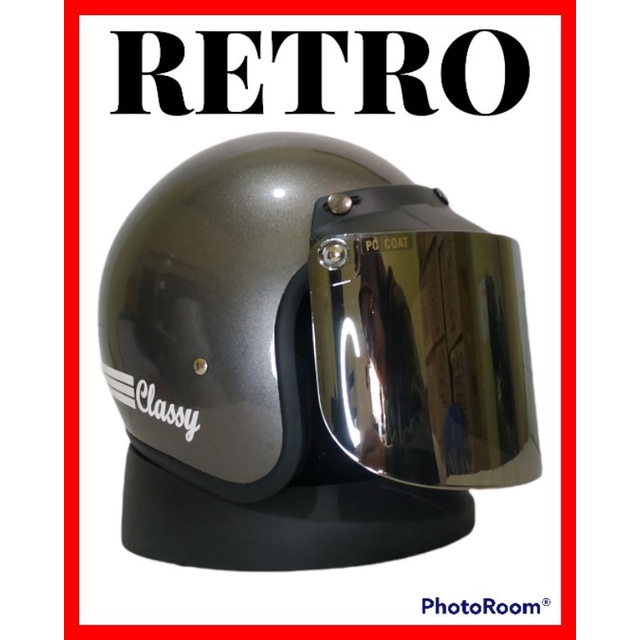 Helm retro motif list classic helm bogo dewasa SNI