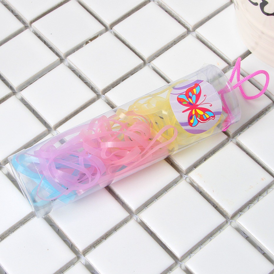 OSM - K837 (1 TONG) Ikat Rambut Warni Polos / Karet Rambut / Kuncir Rambut / Hairband-RGB Transparan