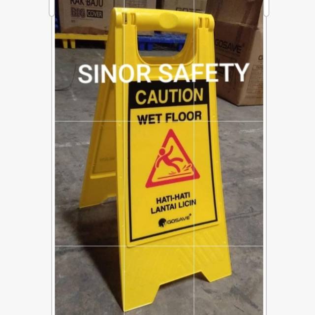 Papan Peringatan Lantai Licin Basah Caution Wet Floor Sign