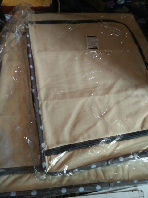 Storage Box Motif Polkadot Rangka Baja Double Zipper Bahan Oxford Tebal Lemari Baju Serbaguna