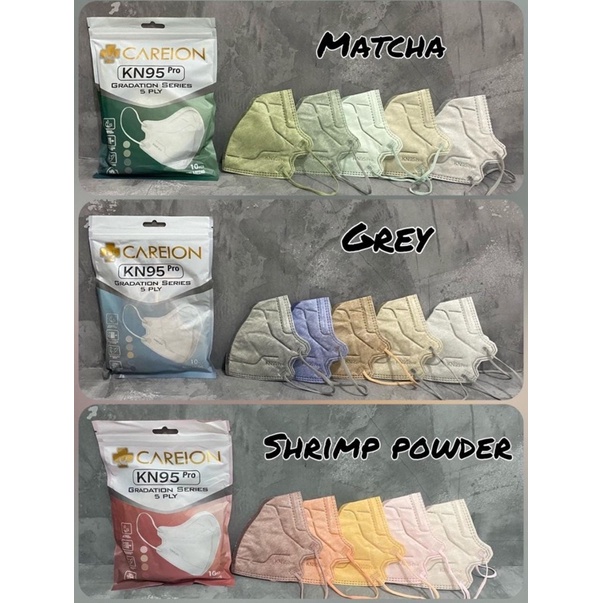 KN95 PRO CAREION GRADASI SHRIMPINK GREY MATCHA 1PACK ISI 10PCS MIX 5WARNA / KN PRO GRADATION TERMURAH