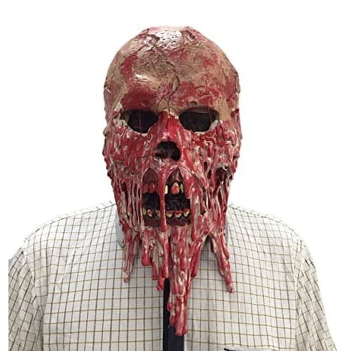 Topeng seram hantu zombie tengkorak daging meleleh latex halloween